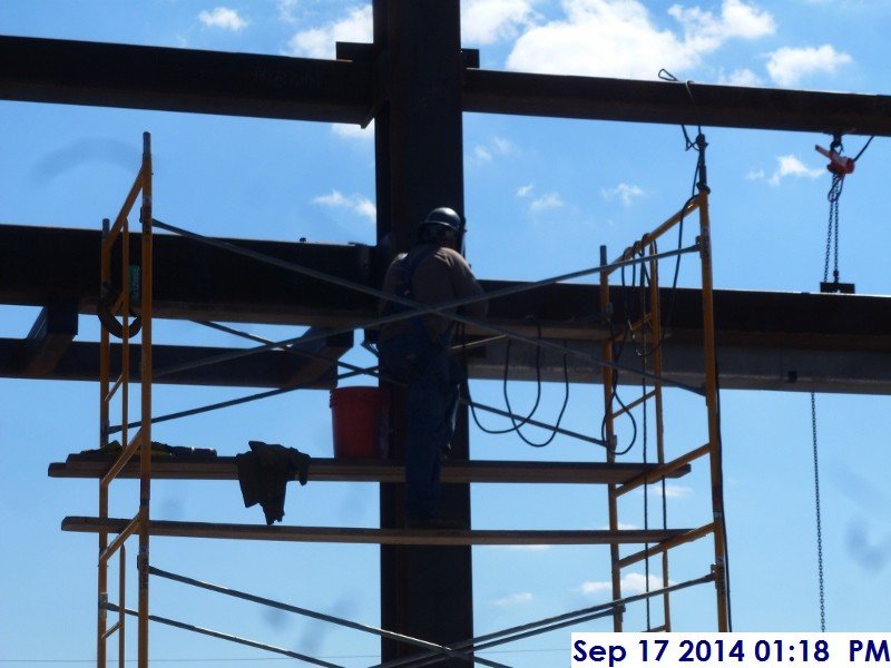 Welding the roof beams Facing South (800x600)